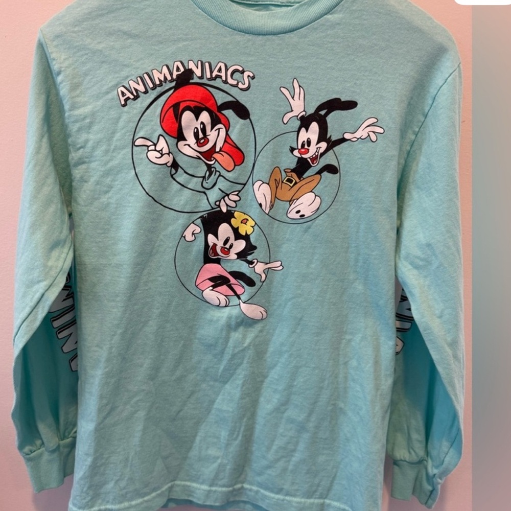 Animaniacs Long Sleeve Graphic Tee Yakko Wakko Dot Warner Bros Small - Picture 2 of 4